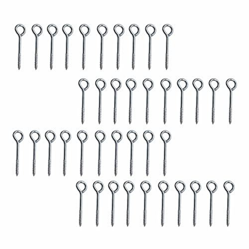 SUL Vine Eyes Screw 75mm (3 Inch) Zinc Plated Garden Eyes for Wire Screw Eyes, Long Screw Hooks for Indoor & Out Door Eye Screws Hooks, 75mm Self Tapping Screws Hooks (40 PK)