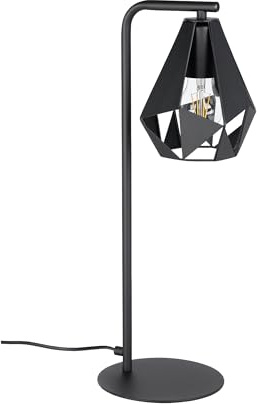 EGLO Tischlampe Carlton 5, Deko Tischleuchte Vintage | Nachttischlampe mit Lampenschirm, Wohnzimmerlampe aus schwarzem Metall, E27 Fassung