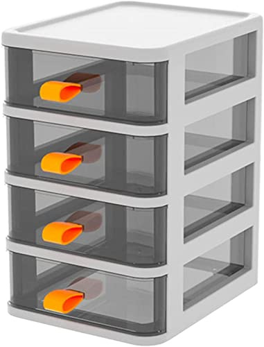 SHANGMAOYO Scatola dell'organizzatrice trasparente con cassetti, scatole di visualizzazione per il trucco dei gioielli, contenitore trasparente per l'home office (Bianco 4 strati)