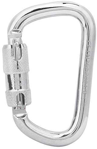 Selbstverriegelnde Kletterkarabiner, Professioneller 40Cr-Stahl, 45 KN, Strapazierfähiger, D-förmiger Karabiner Mit Hängender Schnalle Zum Abseilen von Großen D-förmigen Karabinern