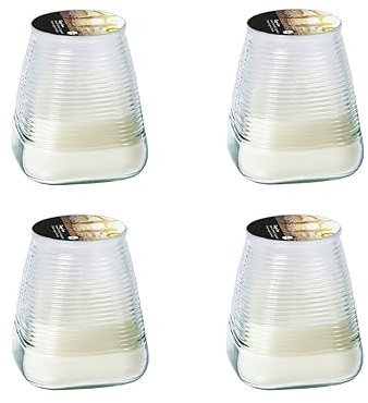 Kerzen für draußen 4 Stück - Duftkerzen Zitronengras Citronella - Perfekt für deinen Garten - im 4er Set - 45h Brenndauer - 9x9x9,8 cm (weiß-Duft: ginger)