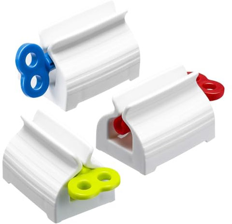 DERDOUT Toothpaste Tube Squeezer,Plastic Rolling Tube Toothpaste Dispenser Tube Wringer Rotate Toothpaste Seat Holder Stand for Bathroom (3 Pcs)