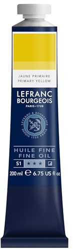 Lefranc Bourgeois - Pittura a olio fine di qualità, resistente alla luce e di consistenza uniforme, tubo da 200 ml, ideale per tele e tavole da pittura, Giallo Primario