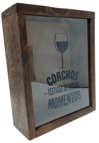Aketemola Caja Almacenamiento Corchos Vino Madera Nogal Regalo Original