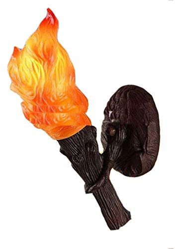Lampada da parete torcia creativa retrò Vintage Medioevo Fiamma Applique da parete Antico caffè Ristorante Lanterna da parete in resina Portico esterno Decorazione Applique da parete Lampada E27