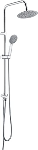 Imex - Colonne de douche sans robinet | Ensemble de douche et baignoire avec douchette et flexible | Robinet mitigeur avec pommeau effet pluie | Débit de 12 l/min | Série Europe | Couleur chromée