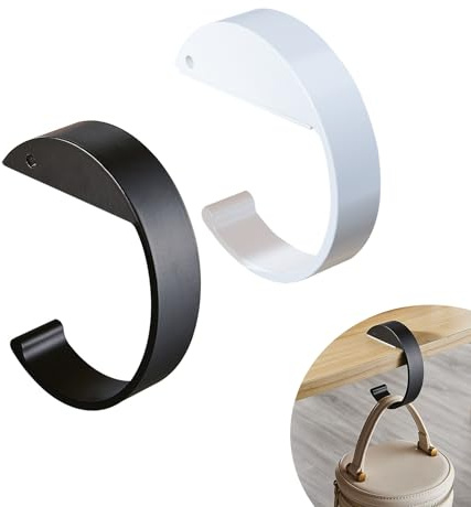 HAOXYO 2 Pcs Bag Hook,C Letter Shape Handbag Hook,Staple Free Portable Hooks for Hanging,High Strength Handbag Holder,Table Hook for Desktop Hanging of Wallets,Keys,Umbrellas and Headphones