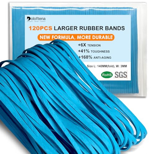 Doloftena Large Heavy Duty Rubber Bands, 120 Pcs, 5.5 Inch Upgrade Strong Elastic Rubber Bands for Office Supplies and Home Use