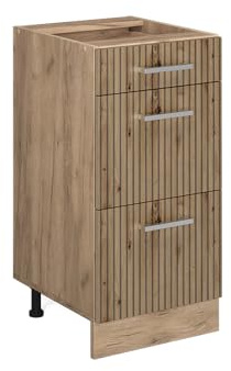 Vicco Küchenunterschrank R-Line, Artisan-Eiche, 40 cm | 3 Schubladen · Ohne Arbeitsplatte · Höhenverstellbare Füße · ✓ Leichter Zugriff · ✓ Frei kombinierbar