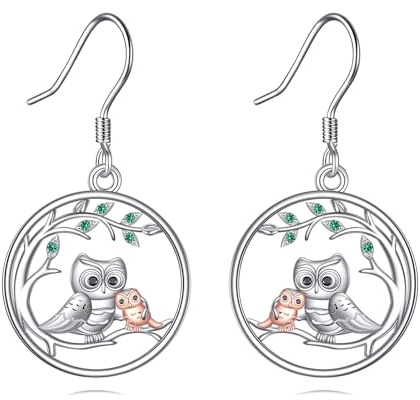 YFN Eulen Ohrringe 925 Sterling Silber Mutter Tochter Ohrringe Lebensbaum Schmuck Geschenke für Frauen Mum