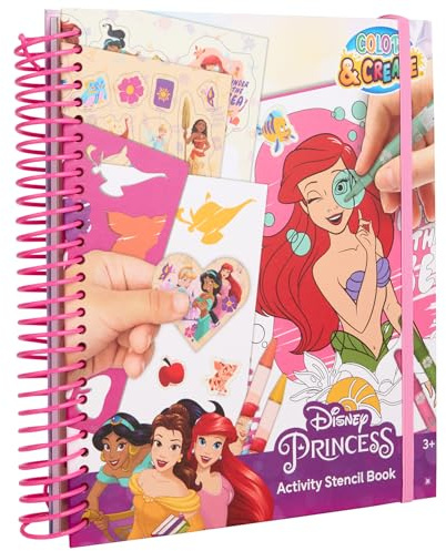 Disney Princess – Color & Create – Målarbok med schabloner – Kreativt set för barn (DP24356)