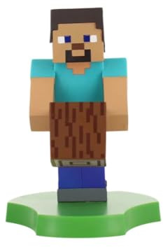 Cableguys Minis Minecraft Steve Phone Stand & Earbuds Holder - Novelty Phone Stand for Desk and Bedside, In Ear Headphone Holder for Smartphone & Small Devices, Desk Decor and Mobile Accessories