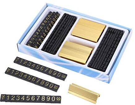 Dytabepl 19 Set Gold Preisanzeige-Würfel Verstellbarer Preisschilder, Verkaufspreis-Blöcke, Zahlen und Währungen Preisschilder, Preis Anzeige Etikett für Schmuck Uhr Ring Preisauszeichnung