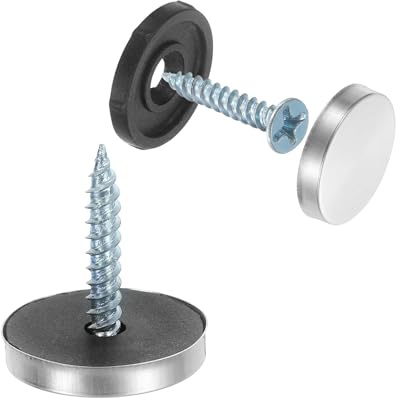 sourcing map 36pcs Screw Covers Caps, 20mm Dia Stainless Steel Mirror Screws Decorative Cover Caps Nails Flat Gasket Mirror Screw Fasteners for Sign Advertising Hardware Construction, Silver
