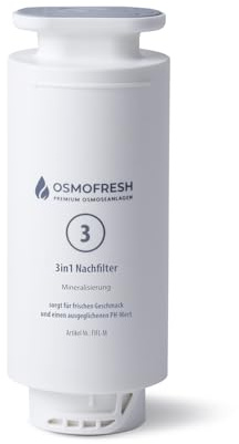 OsmoFresh 3-in-1 Nachfilter Flow800 | Filter 3 | Ersatz-Nachfilter | Mineralisierung & Aktivkohle | pH-Wert Optimierung | Nachmineralisierung mit Calcium, Magnesium, Natrium & Kalium | Ersatzkartusche