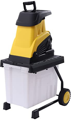 Trituratore elettrico per legno, 2500 W, diametro di taglio max. 45 mm, 4500 giri/min, con scatola di raccolta da 45 l e attrezzatura di protezione, per rami e rifiuti da giardino