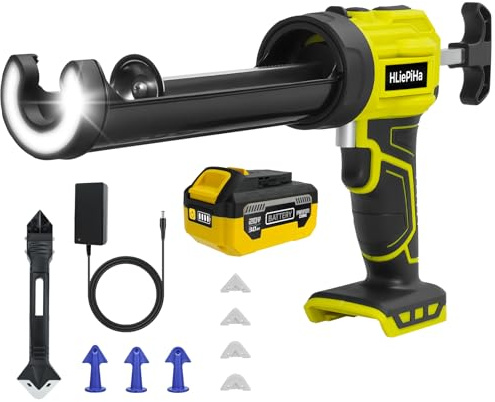 Cordless Caulking Gun for Dewalt 20V Battery Caulking Tool with for Dewalt 3.0A battery and charger,Electric Caulking Gun with 4-speed,10oz/300ml Non-Drip Glass Glue Gun for Filling and Sealing