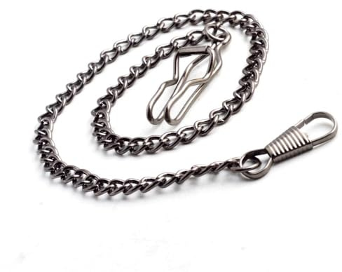 BOSHIYA Taschenuhr Kette 14 inch T Bar Albert Westenkette mit Karabiner Überzug Cowboy Kette für Herren Silber/Gold