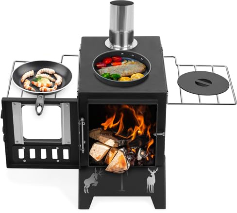 Tent Stove Wood Burning Stove with Visible Window,Adjustable Air Inlet,Portable Wood Burner for Cooking, Heating, Camping, Tent, Hiking, Fishing, Backpacking, BBQ