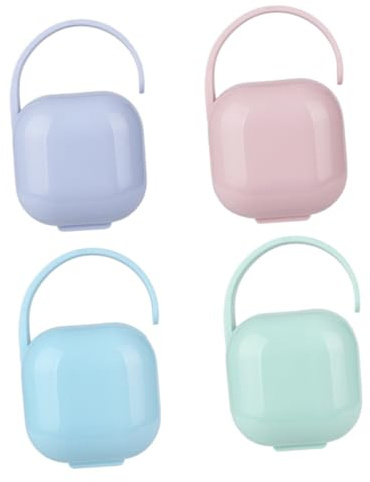 Supvox 4stücke Schnulleraufbewahrungsbox aus Kunststoff mit Deckel Schnullerbehälter Schnullerschutzbox für Babyschnuller Praktischer Tragegriff für Reisen Zufällige Farbe