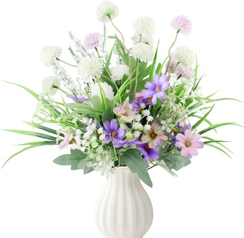 YUE QIN 12 Stück Kunstblumen Wie Echt Künstliche Blumen Kunstblumenstrauß | Fake Blumen Blumenstrauß Künstlich Seidenblumen für Hochzeit Party Tischdekoration Blumenarrangement Zuhause Küche Dekoration