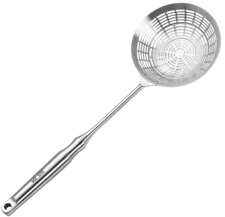 Hålslev - Rostfria köksredskap med slitsar,Köksspindelsil i rostfritt stål | För Pasta, Nudlar, Dumplings, Vegetabilisk, Fritering, Matlagning, Matberedning, Lägenhet Och Barbecue