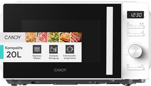 Candy Forno a Microonde 20 Litri, 700W, Bianco | Piatto Girevole, Display Digitale, App hOn, 5 Livelli di Potenza, 43,4x32,9x24,1 cm, YEUMW3CSDW