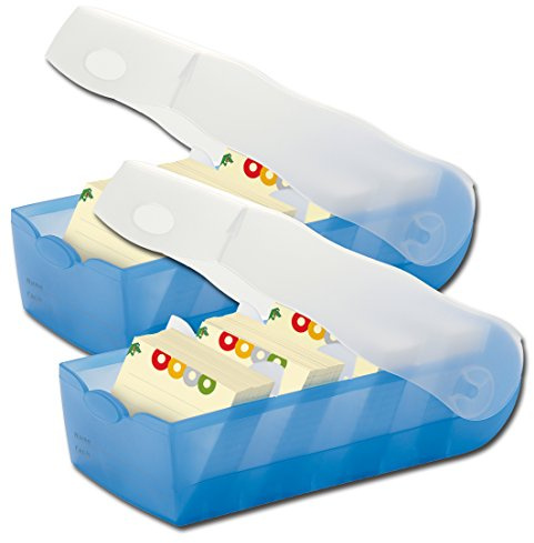 HAN 998 Lernkartei CROCO - die Profibox, genial einfach Vokabeln lernen, DIN A8 (transluzent-blau / 2 Boxen)