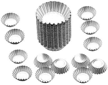 Egg Tart Mold Baking Cups Tins,50pcs Steel Mini Pie Pans Muffin Baking Cups Cupcake Cake Cookie Lined Mould Tin Baking Tool (Stainless_Steel)