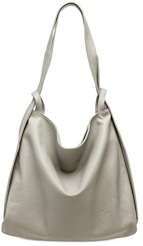 Caspar 2in1 Große Leder Rucksack Schultertasche XL Elegante Damen Handtasche - PREMIUM LINE - Modell No.786 - Made in Italy, Farbe:hellgrau, Accessoires:One Size