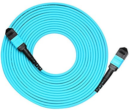 Cavo patch in fibra ottica multimodale OM3 50/125 da MPO maschio a MPO femmina, 12 fibre, tipo A (3 m)