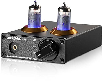 AIYIMA T3 Röhren HiFi MM Phono Vorverstärker für Plattenspieler-Vorverstärker mit Gain-Stereo-Audio für Phono-Audiophile