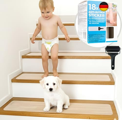 cocofy Treppenstufen Antirutsch 18x XXL 90x15 cm - Antirutschstreifen Treppe Transparent Innen - Treppen Rutschschutz & Antirutsch Treppe - PEVA BPA-frei, Diamant-Struktur
