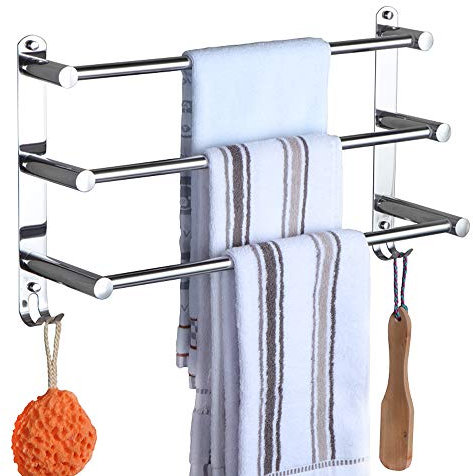 Handtuchhalter Chrom HONPHIER® Handtuchstangen Edelstahl mit Haken Einziehbar 49-90CM Handtuchstange Bad Wandmontage Handtuchhalter für Badezimmer Küchen Toilette Hotelhandtuchhalter