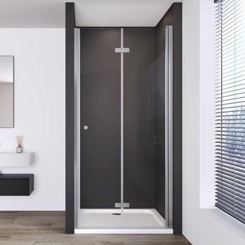 IMPTS Duschtür Falttür Dusche 100cm, Einzelfalttür Nische Duschabtrennung Duschkabine Schwingtür Falttür Duschwand Dusche 6mm ESG Sicherheitsglas 185cm