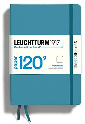 LEUCHTTURM1917 364427 Notizbuch 120 g/m² Paper Edition, Hardcover, Medium (A5), Nordic Blue, blanko
