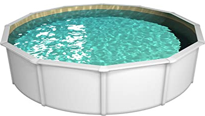 STEINBACH Stahlwandpool Set Nuovo de Luxe II – 012151SA – Ø 460 x 120 cm – Robuster Pool in Weiß für bis zu 17.900 l Wasserinhalt – Winterfester sandfarbener Innenfolie und zahlreichem Zubehör