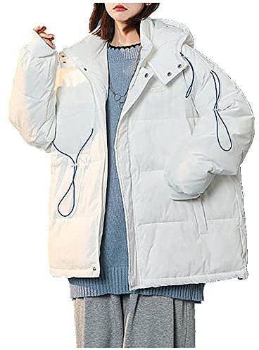 Winter Daunenjacke Kurz Lose Dicke Stoffjacke Mantel, weiß, 38