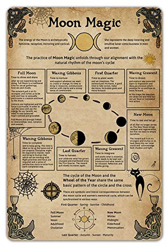 SmartCows Moon Magic Vintage Metal Tin Sign Knowledge Poster Wall Art Home Bedroom Decor 8x12 Inch