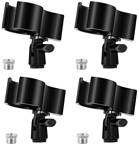 BILIONE 1 grand clip de microphone, support de micro réglable pour microphones avec diamètre extérieur de 3,2 cm à 5,8 cm, avec adaptateur à vis mâle de 1,6 cm vers femelle de 0,95 cm (4)