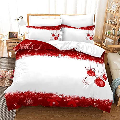 Bettwäsche 220x240 3 teilig Winter Bettbezug 220 x 240 Set mit Kissenbezüge, Winterbettwäsche 240x220 aus Mikrofaser Weich Bettwäsche Set mit Reißverschluss Weihnachtsdekoration Schneeflocke