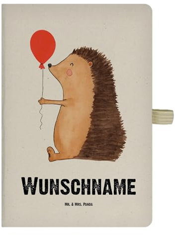 Mr. & Mrs. Panda DIN A4 Personalisiertes Notizbuch Igel Luftballon - Personalisierte Geschenke, Glückwunsch, Happy Birthday, Für Schule Mit Namen, Bullet Journal, Geburtstag, Herzlichen, Ballon