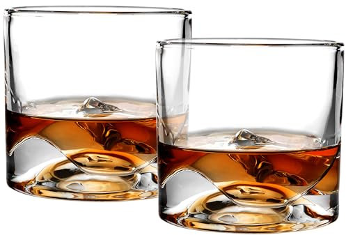 LIITON Exklusiv Whisky Gläser Set Denali 2-teilig aus Kristallglas, Tumblergläser, Geschenke für Männer für Cocktails, Gin, Bourbon, Rum, Trinkgläser Geschenkset