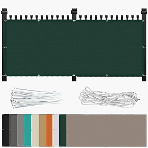 Balkonsichtschutz Schattiernetz 85 x 350 cm UV-Schutz Wetterfester 100% Privatsphäre Markisen HDPE aus Starken Material für Balkon Garten Balkongeländer, Dunkelgrün