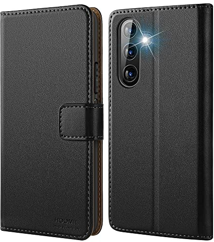 HOOMIL Handyhülle für Samsung Galaxy A54 5G Hülle, Schwarz | Premium PU Leder, mit Kartenfach & Standfunktion, Flip Case Schutzhülle