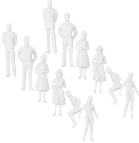 HAPINARY 50 Stück Modelleisenbahn-Sets Figur Sandkasten Miniaturen Kunststoff Menschen Weiß Unbemalt Architektonische Kleine Völker Figuren Statuette Mini-Leute-Modelle Miniaturfigur