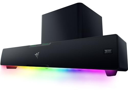 Razer Leviathan V2 Pro - PC-Gaming-Soundbar mit Subwoofer und KI-Beamforming (THX Spatial Audio, Powered by Razer Chroma RGB, Bluetooth 5.0 und 3,5-mm-Headset-Anschluss) Schwarz