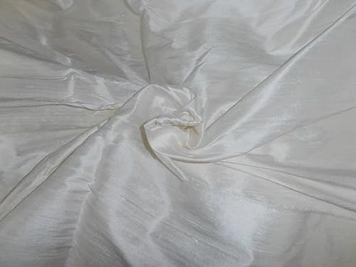100% Pure Silk Dupion/Raw Silk Fabric White Colour 54 Wide with slubs Dyeable White 140 Grams