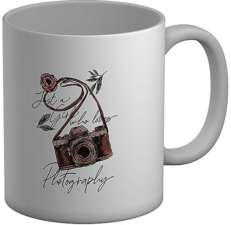 Shopagift Photography Mug Just a Girl who Loves Photography White 11oz Large Gift Ceramic Cup