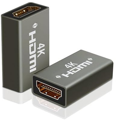 Acoplador HDMI chapado en oro, extensor HDMI 4K para televisores, Blu-Ray, monitor, proyector, consolas de juegos y cine en casa - UHD, 3D, HDR, HDCP, Ethernet